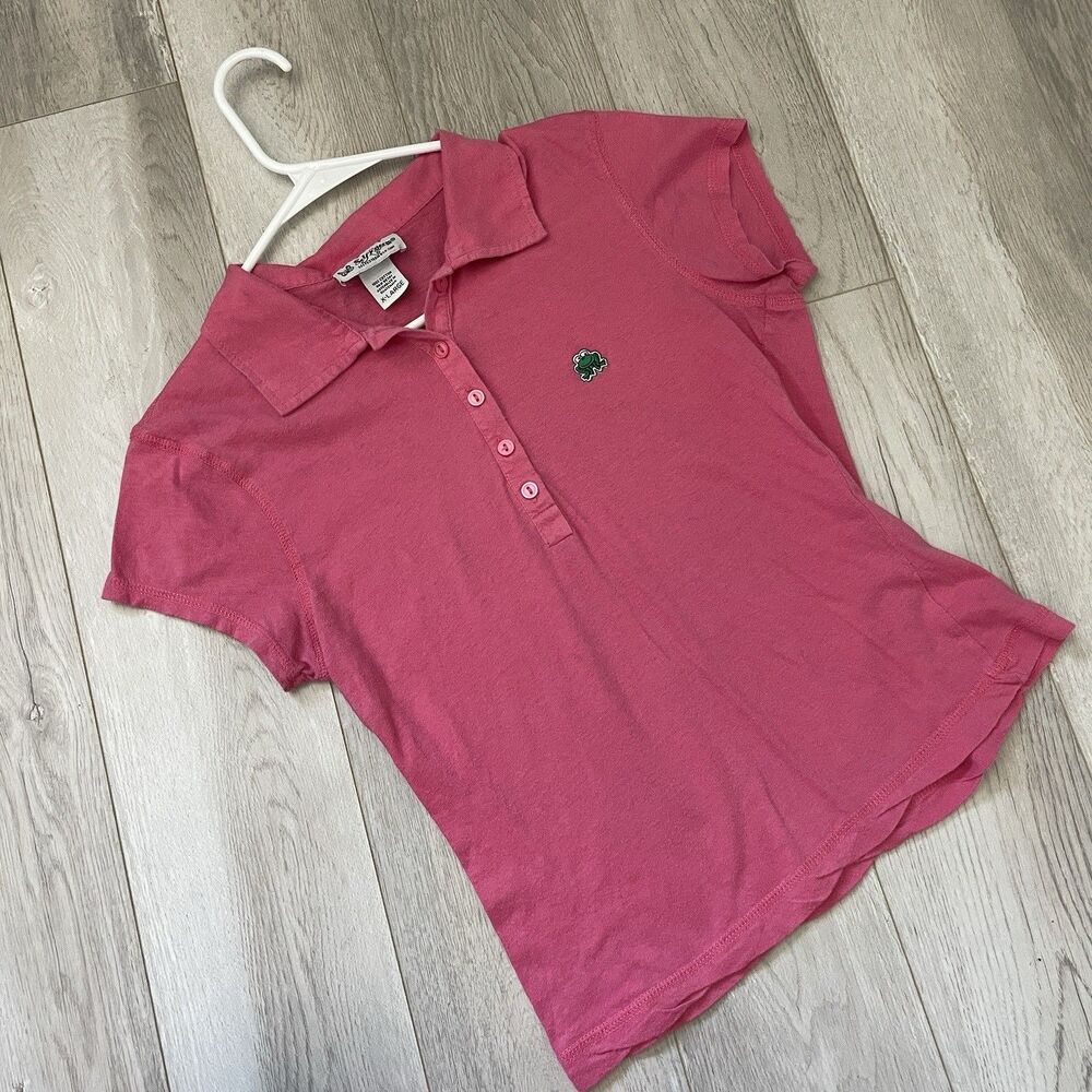 Self Esteem Polo Shirt y2k frog short sleeve womens Pink (xlarge) vintage retro
